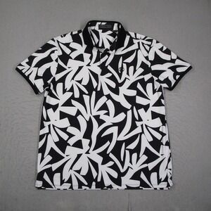 G/FORE Mens Onyx Abstract Print Golf Polo Shirt Black White GMP000018 XL